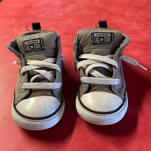 No Tie Elastic Band Converse Toddler 8 Gray